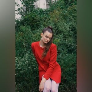 Zara long fitted blazer in red